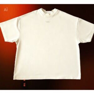 Fear of God Essentials Cream Mock Neck Oversized T Shirt Mens Size‎ L Cotton